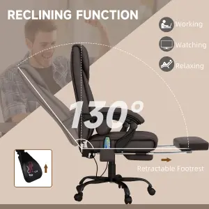 Vinsetto PU Massage Office Chair Height Adjustable Computer Chair Brown