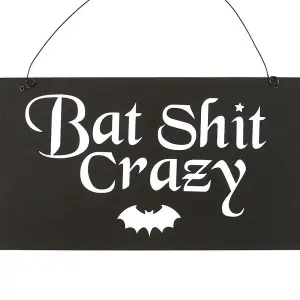 Something Different Bat Crazy Hanging Sign Black/White (10cm x 20cm)