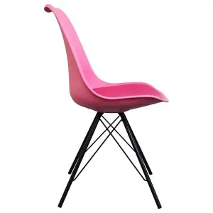 Soho Bright Pink Plastic Dining Chair with Black Metal Legs