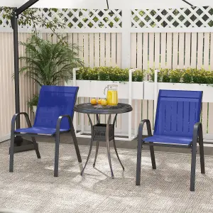 Costway Set of 2 Patio Chairs Stackable Metal Breathable Fabric Dining Chair