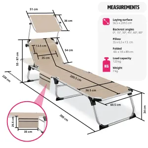 Sun Lounger Lorella - padded, foldable, with aluminium frame - blue