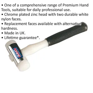 Durable 1.25lb Nylon Faced Hammer with Chrome Plated Zinc Head