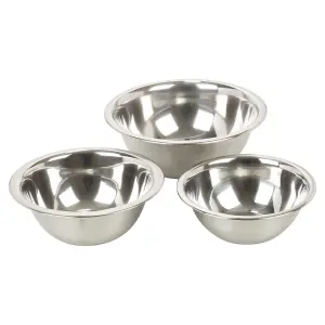 URBNLIVING Set of 3 Stainless Steel Metal Deep Mixing Bowls Salad Spaghetti Pasta Caterer