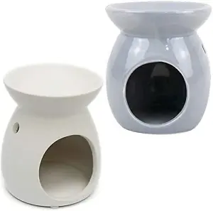 Set Of 2 Oil Burner Ceramic Tea Light Granules Tart Wax Aroma Home Gift Melts