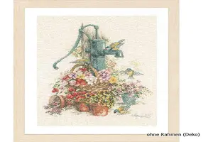 W/PUMP BIRDS - Counted Cross Stitch Kit: Birds at the Water Pump - Lanarte