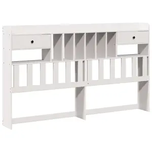 Berkfield Bookcase Bed without Mattress White 200x200 cm Solid Wood Pine