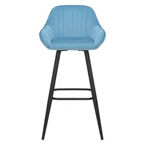 Hennen 76cm Bar Stool Black / Light Blue