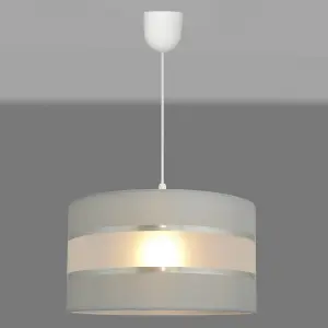 Luminosa Helen Cylindrical Pendant Ceiling Light Grey, Silver 35cm