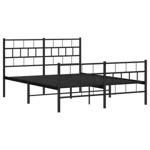 Berkfield Metal Bed Frame with Headboard and Footboard Black 135x190 cm