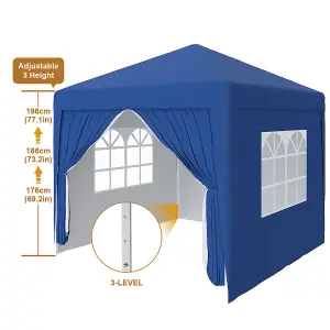 SunDaze Garden Pop Up Gazebo Party Tent Camping Marquee Canopy with 4 Sidewalls Carrying Bag Blue 2x2M