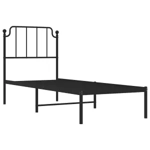 Berkfield Metal Bed Frame without Mattress with Headboard Black 80x200cm