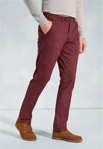 Men's Tailored Fit Ben Wine Non-Iron Cotton Stretch Chinos | Brook Taverner