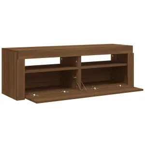 Berkfield TV Cabinet with LED Lights Brown Oak 120x35x40 cm