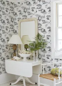 NuWallpaper NUS4549 Whimsy Fairytale Toille Novelty Peel & Stick Wallpaper, Black