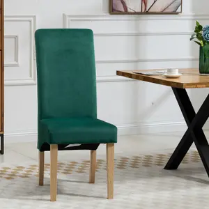 Dosenna Oval Dining Table Set with 4 Rimini Velvet Chairs - Green