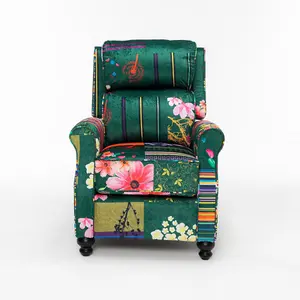 Fabric Green Patchwork Mary Manual Recliner Chair