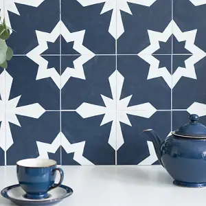 Quadrostyle Apollo Indigo Wall and Floor Tile Vinyl Stickers 30cm(L) 30cm(W) pack of 4