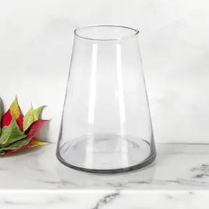 URBNLIVING 16cm Diameter Clear Glass Flowers Vase Cone Shaped Wedding Party Centerpiece