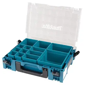 Makita 191X80-2 Clear Lid MAKPAC Tool Case Stacking Organiser Tool Box + Inserts