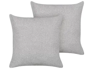 Set of 2 Cushions LEUZEA Boucle 60 x 60 cm Solid Grey