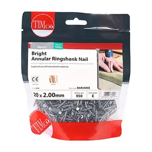 TIMCO Annular Ringshank Nails Bright - 20 x 2.00