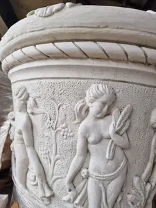 Giant White Harvest Design Round Vase