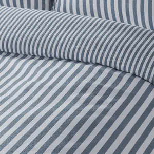 Brushed Cotton Stripe Duvet Cover Set Blue / King Duvet Cover + 2 Standard Pillowcases