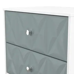 San Jose Ready assembled Duck egg blue & white 2 Drawer Bedside chest (H)521mm (W)570mm (D)395mm