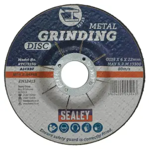 Sealey Grinding Disc 115 x 6mm 22mm Bore Aluminium Oxide Depressed PTC/115G