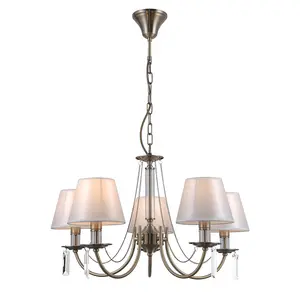 Luminosa Solana Classic 5 Light Multi Arm Chandelier with Shades, E14