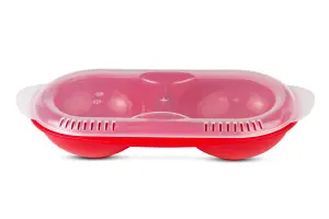 Good2Heat Plus Microwave Cookware Red Plastic Vented 2 Egg Poacher with Transparent Lid