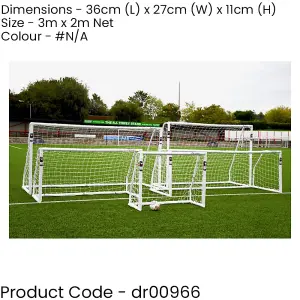 3m x 2m Match Approved Football Goal Post Spare Net - All Weather Outdoor Rated