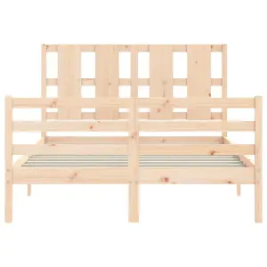 Berkfield Bed Frame with Headboard Small Double Solid Wood