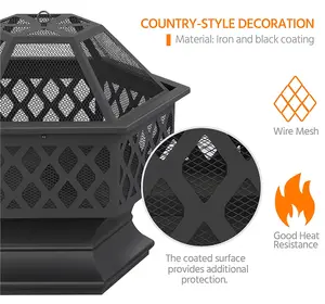 Yaheetech Heavy Duty Hex Fire Pit with Mesh Poker Sides