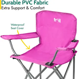 Kids Camping Chair Lightweight Folding Outdoor Childrens Seat With Rucksack Trail - Pink