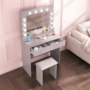 Thurston Dressing Table With Mirror Hashtag Home Colour: Grey