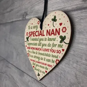 Red Ocean Nan Gifts From Grandchildren Wooden Heart Nan Birthday Gifts Nan Christmas Gifts