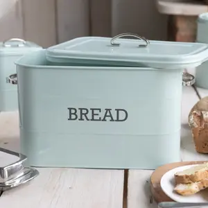 Living Nostalgia Bread Bin with Traditional top-opening lid -Vintage Blue