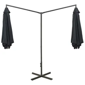 Berkfield Double Parasol with Steel Pole Anthracite 600 cm