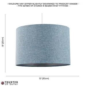 Contemporary and Sleek Blue Nova Plain Linen Fabric Drum Lamp Shade 60w Maximum