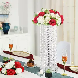 Dining Table Centrepiece Made of Tall Crystal Vase