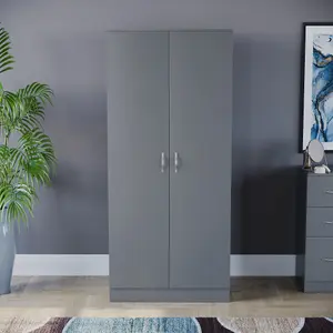 Vida Designs Riano Grey 2 Door Wardrobe (H)1700mm (W)760mm (D)470mm