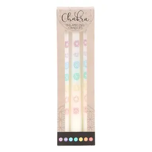 Something Different Chakra Balancing Taper Candle (Pack of 3) White/Multicoloured (One Size)