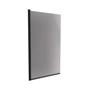 Nes Home 800mm Square Bath Screen Matt Black Profile Grey Tinted Glass Reversible  Sky