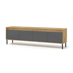 Spacious Oak Golden & Basalt TV Cabinet with Push-To-Open Doors W192cm H56cm D40cm for Modern Entertainment Areas