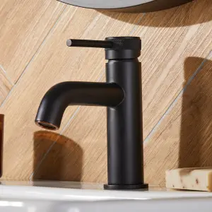 Matt Black Ravello Basin Mono & Bath Shower Mixer Tap Pack Including Waste