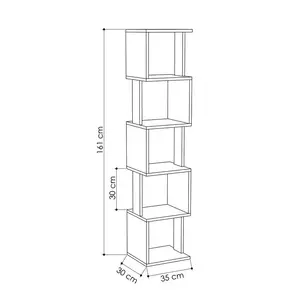 Chane Wall-Mounted Bookcase with 5 Shelves | Modern Storage Unit for Home or Office Oak/Anthracite