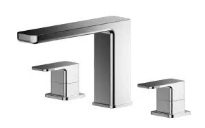 Square Deck Mounted 3 Tap Hole Bath Filler Tap - Chrome