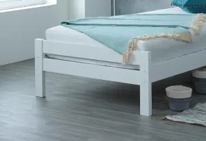 Glory Bed - Wooden Slatted Bed Frame  3'0 Single - White