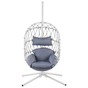 Hanging Chair with Stand ADRIA Fabric White